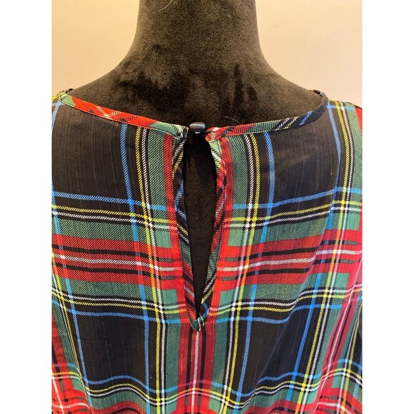 J. Crew Christmas Stewart Tartan Plaid Dress Size XL Smocked Waist Ruffle Hem - Picture 9 of 12